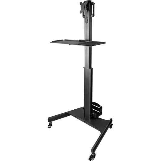 StarTech.com Mobile Standing Workstation with Monitor Mount, CPU/PC Holder, Height Adjustable Desktop Computer Cart, Standing Workstation WKSTNCART