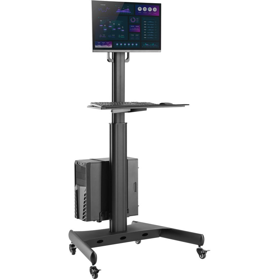StarTech.com Mobile Standing Workstation with Monitor Mount, CPU/PC Holder, Height Adjustable Desktop Computer Cart, Standing Workstation WKSTNCART