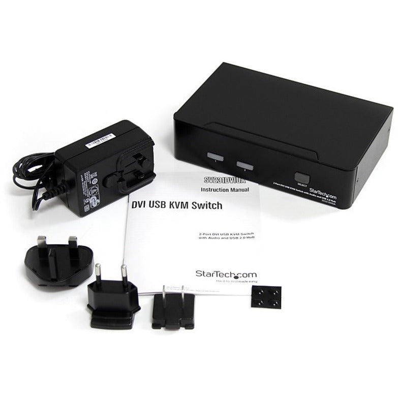 StarTech.com Commutateur KVM DVI + USB 2 ports avec audio - Commutateur KVM - Hub USB 2.0 - 2 ports - 1 utilisateur local - 1U SV231DVIUA
