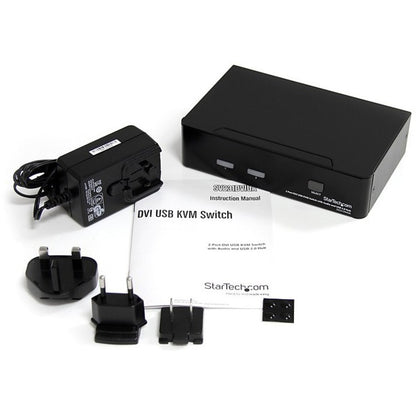 StarTech.com Commutateur KVM DVI + USB 2 ports avec audio - Commutateur KVM - Hub USB 2.0 - 2 ports - 1 utilisateur local - 1U SV231DVIUA