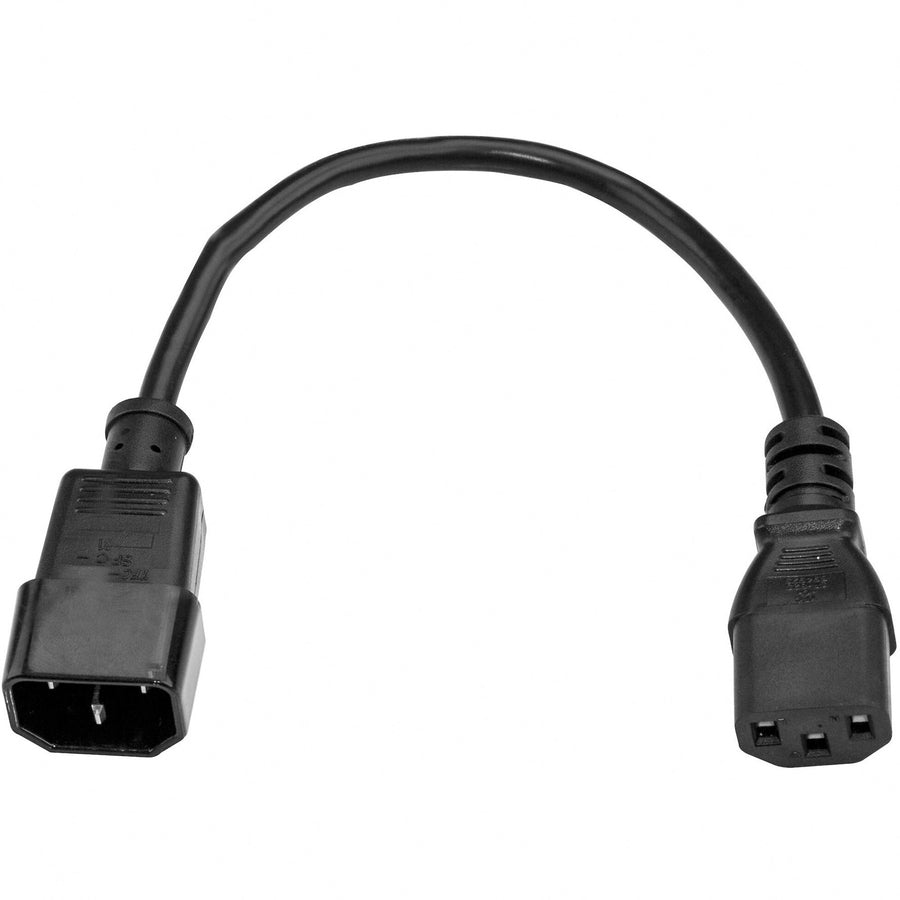 StarTech.com Rallonge d'alimentation de 0,3 m (1 pi), C14 vers C13, 10 A 125 V, 18 AWG, rallonge de cordon d'alimentation pour ordinateur, câble d'extension d'alimentation PXT1001