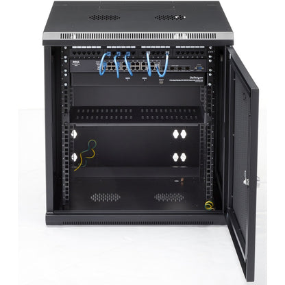 StarTech.com Armoire réseau murale 12U 19" - Boîtier de données informatiques verrouillable à charnière de 20" de profondeur - Rack ventilé flexible avec étagère - Profondeur de commutateur RK1224WALHM