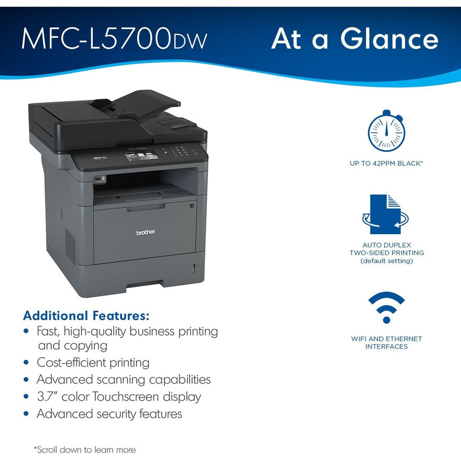 Imprimante multifonction laser sans fil Brother MFC-L5700DW - Monochrome MFCL5700DW