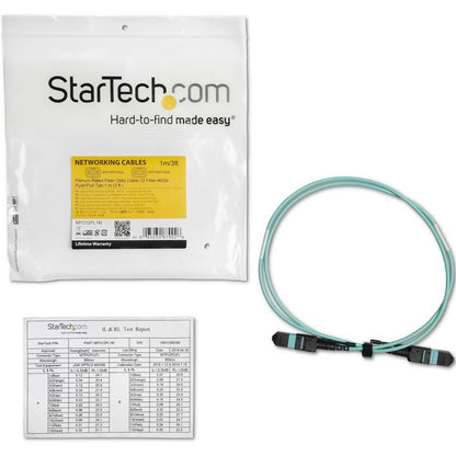 Câble à fibre optique multimode MTP(F)/PC OM3 de 1 m (3 pi), OFNP Plenum, 50/125 µm, 40G, faible perte d'insertion, cordon de raccordement à fibre optique MPO12PL1M