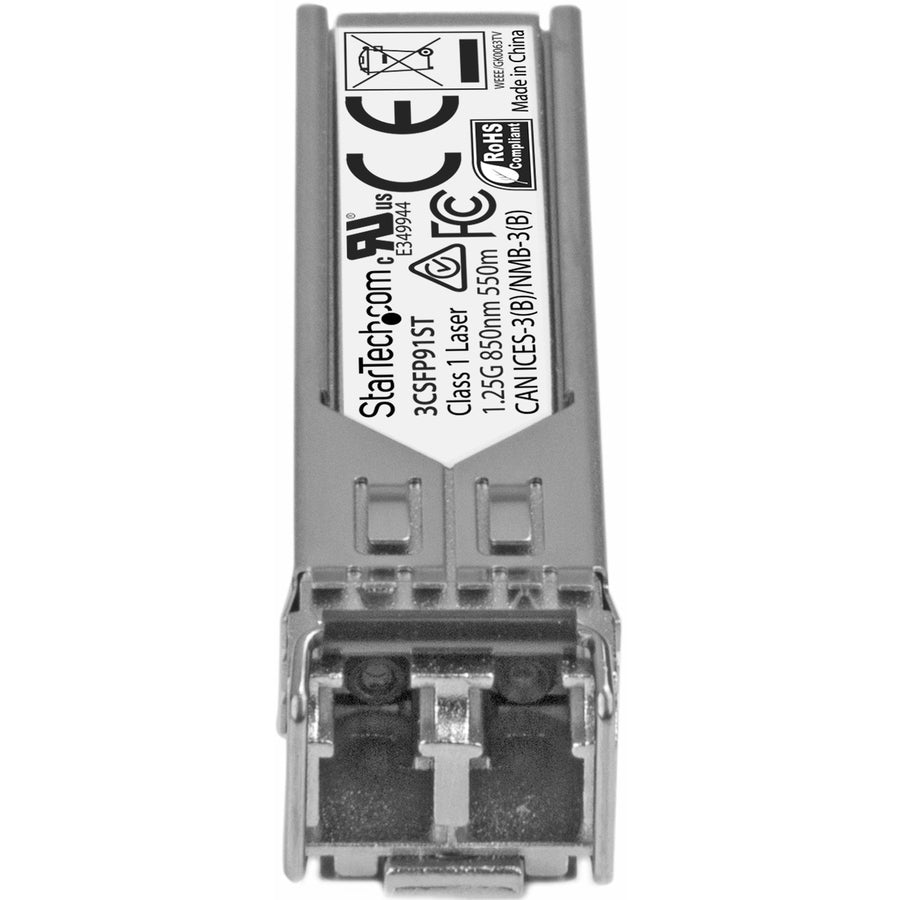 StarTech.com HPE 3CSFP91 Compatible SFP Module - 1000BASE-SX - 1GE Gigabit Ethernet SFP 1GbE Multi Mode Fiber Optic Transceiver - 550m DDM 3CSFP91ST