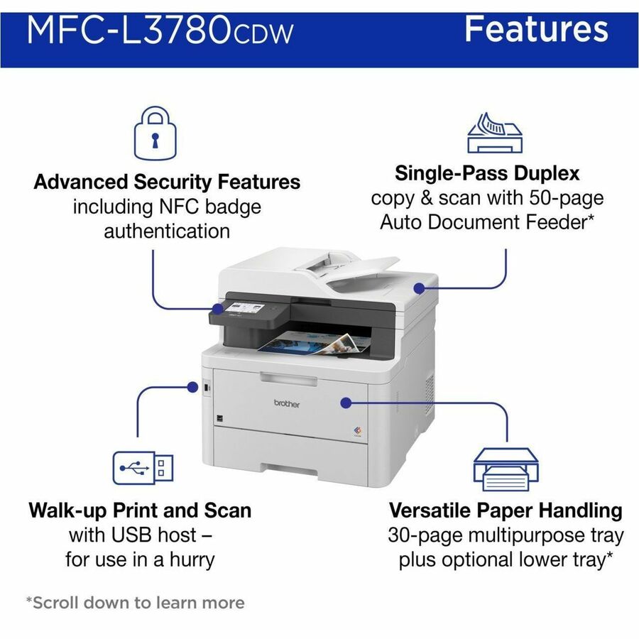 Brother MFC-L3780CDW Wired & Wireless Laser Multifunction Printer - Color MFC-L3780CDW