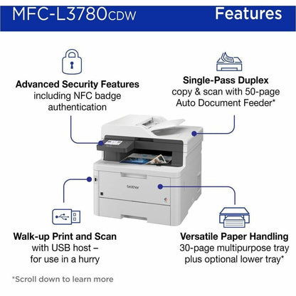 Brother MFC-L3780CDW Wired & Wireless Laser Multifunction Printer - Color MFC-L3780CDW