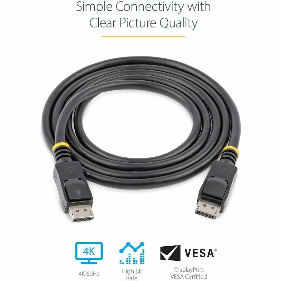 Câble DisplayPort 1.2 StarTech.com de 2 m (6 pi), câble DisplayPort 4K x 2K UHD certifié VESA, câble/cordon DP pour moniteur, avec loquets DISPL2M