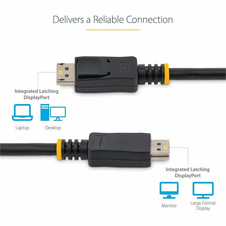 Câble DisplayPort 1.2 StarTech.com de 2 m (6 pi), câble DisplayPort 4K x 2K UHD certifié VESA, câble/cordon DP pour moniteur, avec loquets DISPL2M