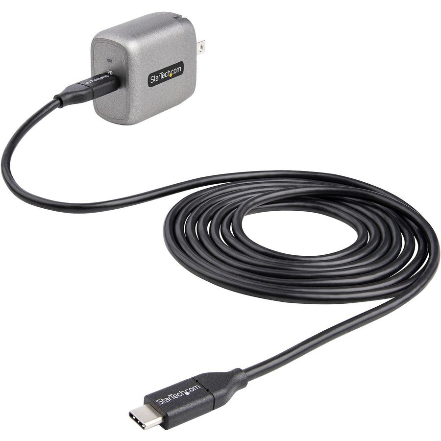 Chargeur mural USB-C 30 W de StarTech.com, chargeur portable GaN avec charge rapide USB Power Delivery, certifié USB-IF, câble de 1,8 m, chargeur USB-C WCH1C30