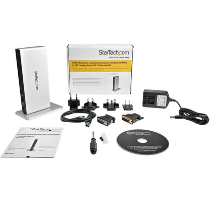 Station d'accueil USB 3.0 pour deux écrans StarTech.com - Sorties DVI - Mac et Windows - Adaptateurs DVI vers VGA et DVI vers HDMI inclus - USB3SDOCKDD USB3SDOCKDD