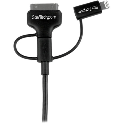 StarTech.com Câble combiné Apple Lightning 8 broches ou connecteur Dock 30 broches ou Micro USB vers USB de 1 m (3 pi) noir pour iPhone / iPod / iPad LTADUB1MB