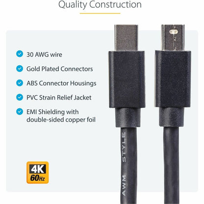Câble Mini DisplayPort 1.2 M/M de 0,9 m de StarTech.com - Mini DisplayPort 4k MDISPLPORT3
