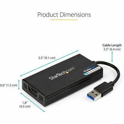 StarTech.com Adaptateur USB 3.0 vers HDMI, 4K 30 Hz UHD, adaptateur d'affichage USB vers HDMI, carte vidéo/graphique externe pour Mac et Windows USB32HD4K