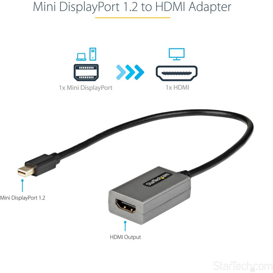 Adaptateur Mini DisplayPort vers HDMI StarTech.com, dongle adaptateur mDP vers HDMI, 1080p, convertisseur vidéo Mini DP 1.2 vers HDMI, câble de 30,5 cm de long MDP2HDEC