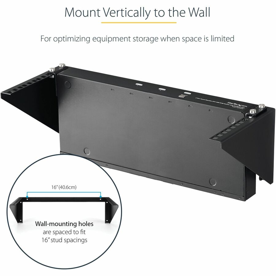 Support mural vertical en acier pour rack d'équipement StarTech.com 4U 19 pouces RK419WALLV