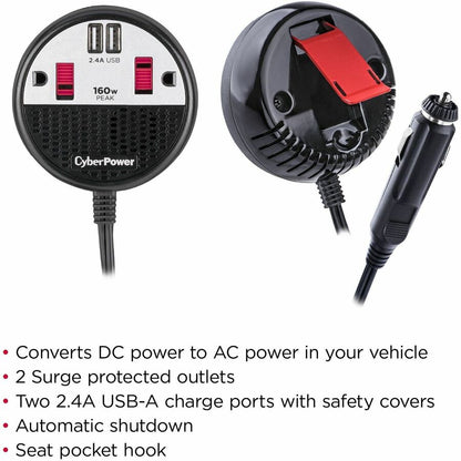Onduleur 160 W CyberPower CPS160PPB2U - Noir/Rouge CPS160PPB2U