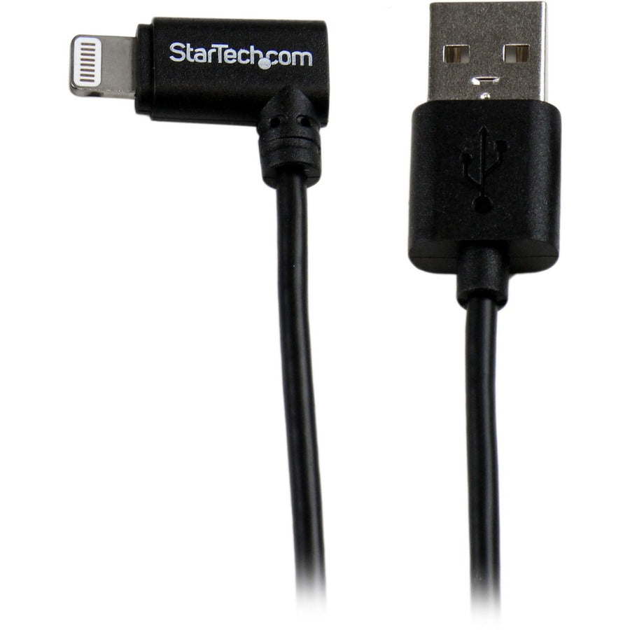 StarTech.com Câble coudé noir de 2 m (6 pi) avec connecteur Lightning Apple à 8 broches vers USB pour iPhone/iPod/iPad USBLT2MBR