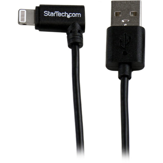 StarTech.com Câble coudé noir de 2 m (6 pi) avec connecteur Lightning Apple à 8 broches vers USB pour iPhone/iPod/iPad USBLT2MBR