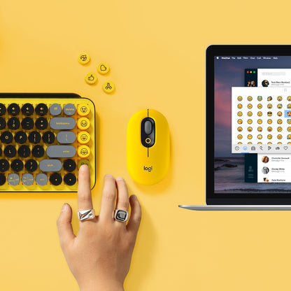 Clavier mécanique sans fil Logitech POP Keys avec touches emoji - Jaune éclatant 920-010707