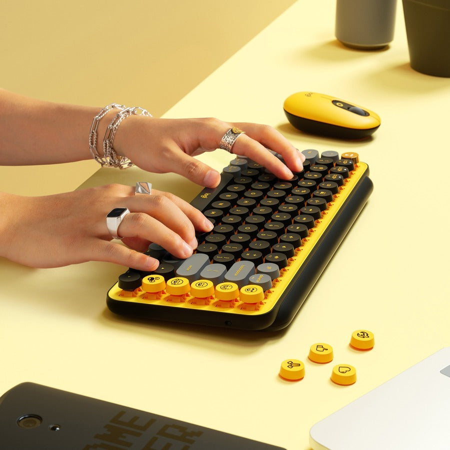 Clavier mécanique sans fil Logitech POP Keys avec touches emoji - Jaune éclatant 920-010707