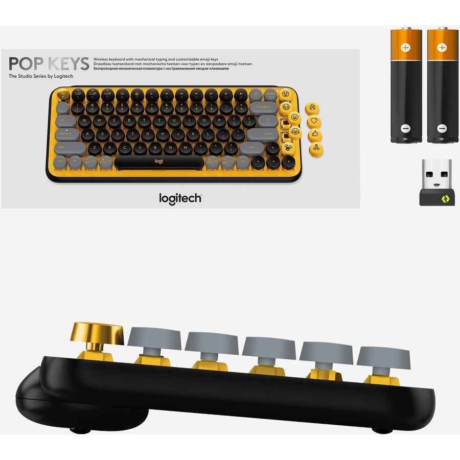 Clavier mécanique sans fil Logitech POP Keys avec touches emoji - Jaune éclatant 920-010707