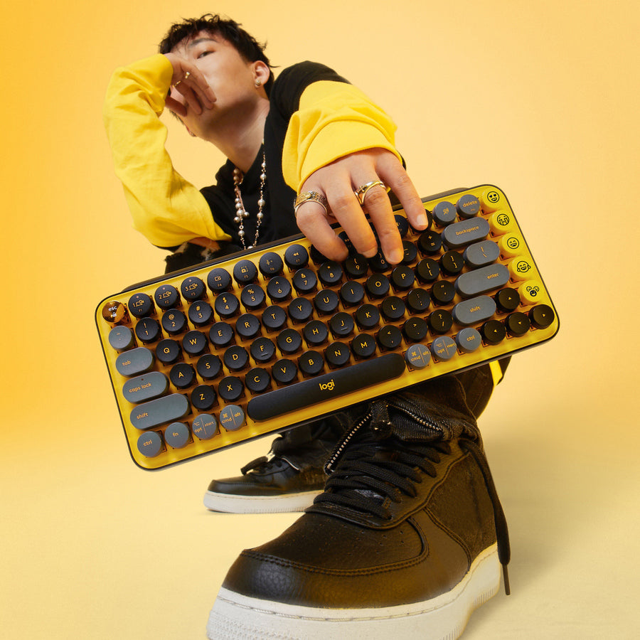 Clavier mécanique sans fil Logitech POP Keys avec touches emoji - Jaune éclatant 920-010707