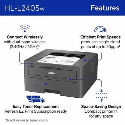 Imprimante laser sans fil de bureau Brother HLL2405W - Monochrome HLL2405W