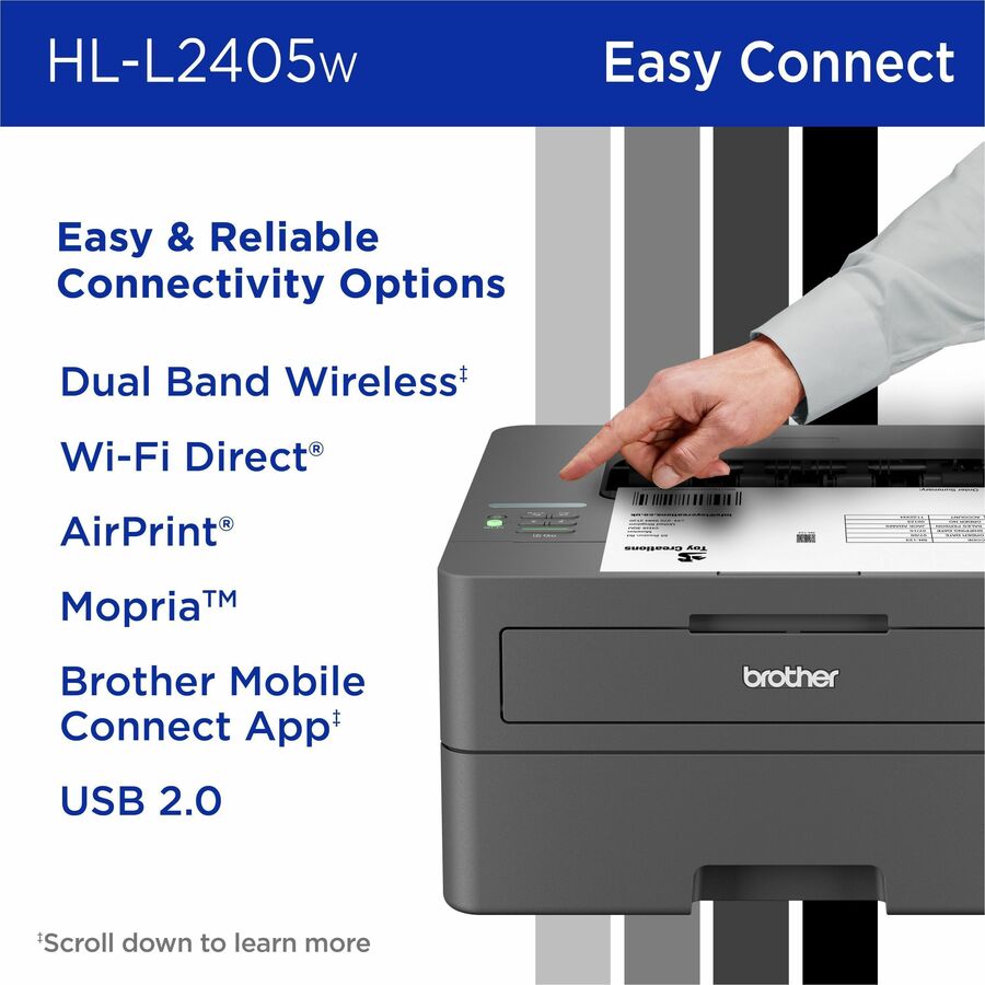Imprimante laser sans fil de bureau Brother HLL2405W - Monochrome HLL2405W