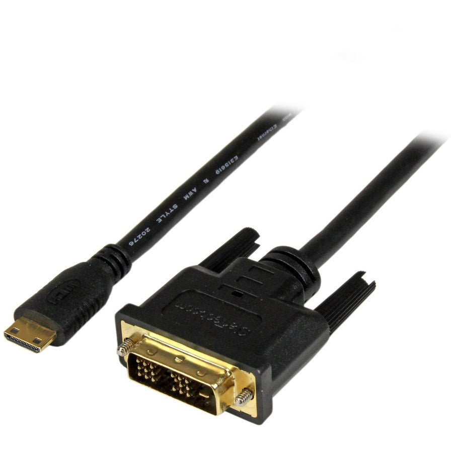 StarTech.com Câble mini HDMI vers DVI de 2 m (6,6 pi), câble DVI-D vers HDMI (1920 x 1200p), adaptateur de câble d'affichage mini HDMI mâle vers DVI-D mâle HDCDVIMM2M
