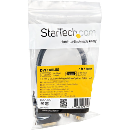 Câble répartiteur vidéo numérique StarTech.com DVI-D vers 2x DVI-D de 30 cm - M/F DVISPL1DD