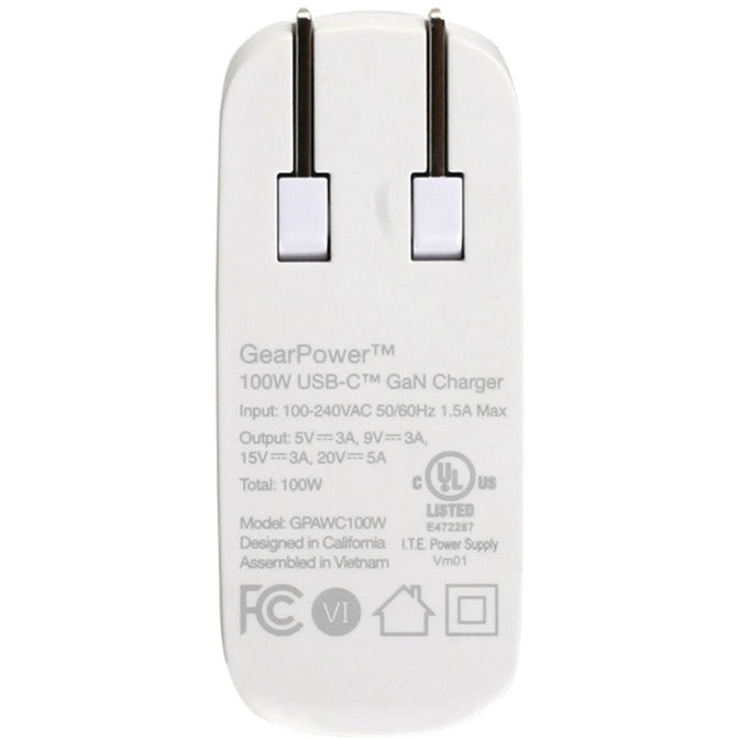 Chargeur USB-C GaN IOGEAR GearPower 100 W [USB-IF] GPAWC100W
