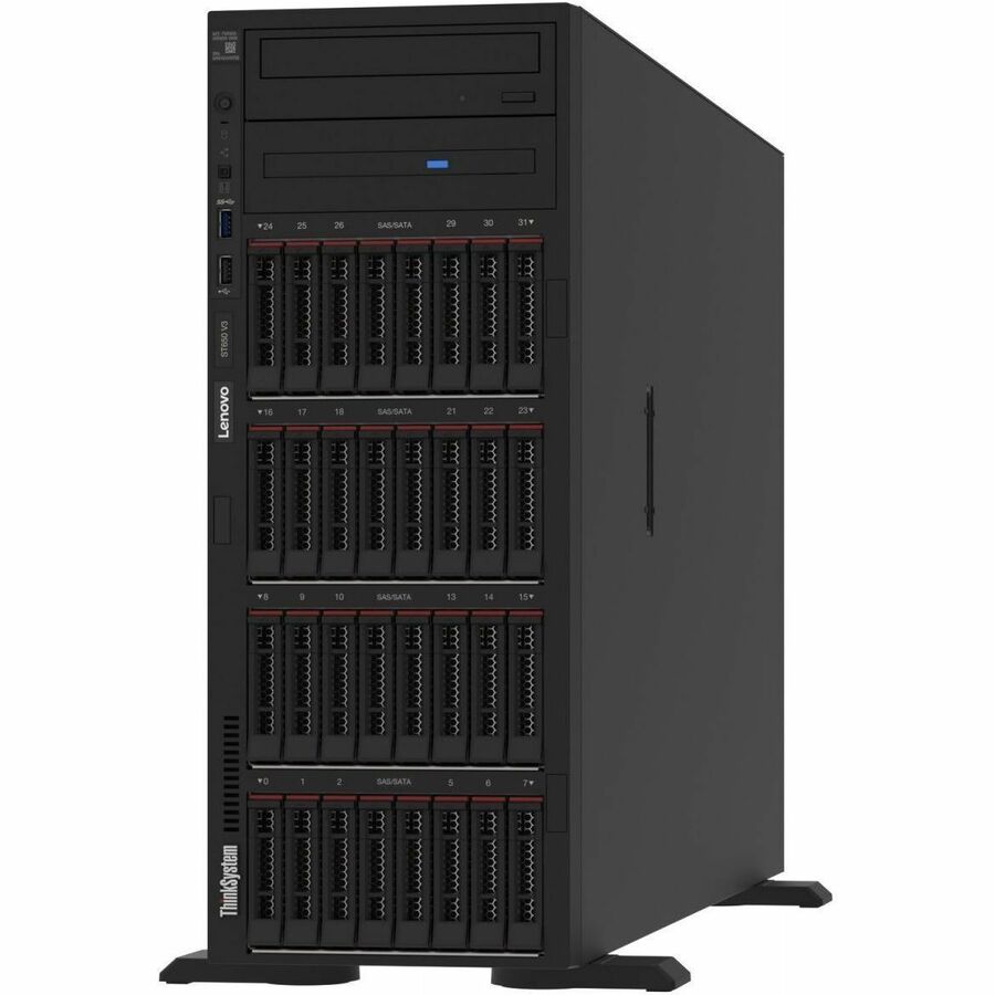 Serveur tour 4U Lenovo ThinkSystem ST650 V3 7D7A100BNA - 1 x Intel Xeon Silver 4410T 2,70 GHz - 32 Go RAM - Serial ATA, contrôleur SAS 12 Gb/s 7D7A100BNA