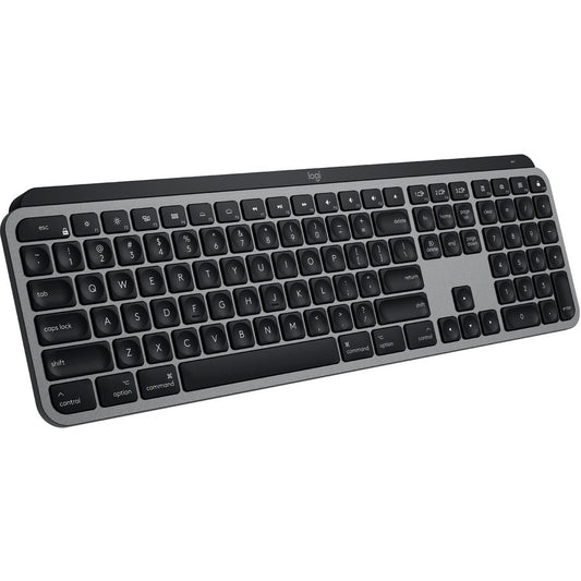 Clavier sans fil Logitech MX Keys Advanced avec rétroéclairage pour Mac, saisie tactile réactive, rétroéclairage, Bluetooth, USB-C, Apple macOS, construction en métal, gris sidéral 920-009552