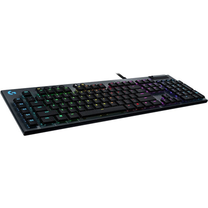 Clavier de jeu mécanique Logitech G815 LIGHTSYNC RGB avec commutateur à clé linéaire GL à profil bas, 5 touches G programmables, passthrough USB, contrôle multimédia dédié 920-009000