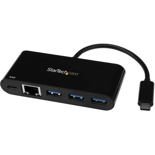 StarTech.com Hub USB-C 3 ports avec Gigabit Ethernet et alimentation 60 W - USB-C vers 3xUSB-A - Adaptateur USB 3.0 Type-C 5 Gbit/s HB30C3AGEPD