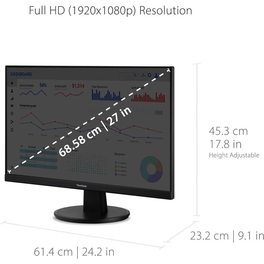 Écran Viewsonic 27", panneau MVA, résolution 1920 x 1080 VA2747-MH
