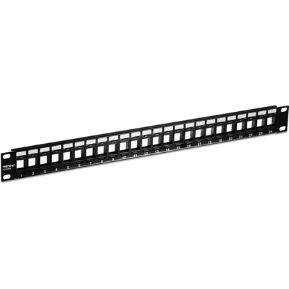 Panneau de brassage Keystone 1U vierge à 24 ports TRENDnet, boîtier de montage en rack métallique 1U 19", recommandé avec les prises Keystone Cat6 TC-K25C6 et TC-K50C6 (vendues séparément), noir, TC-KP24 TC-KP24