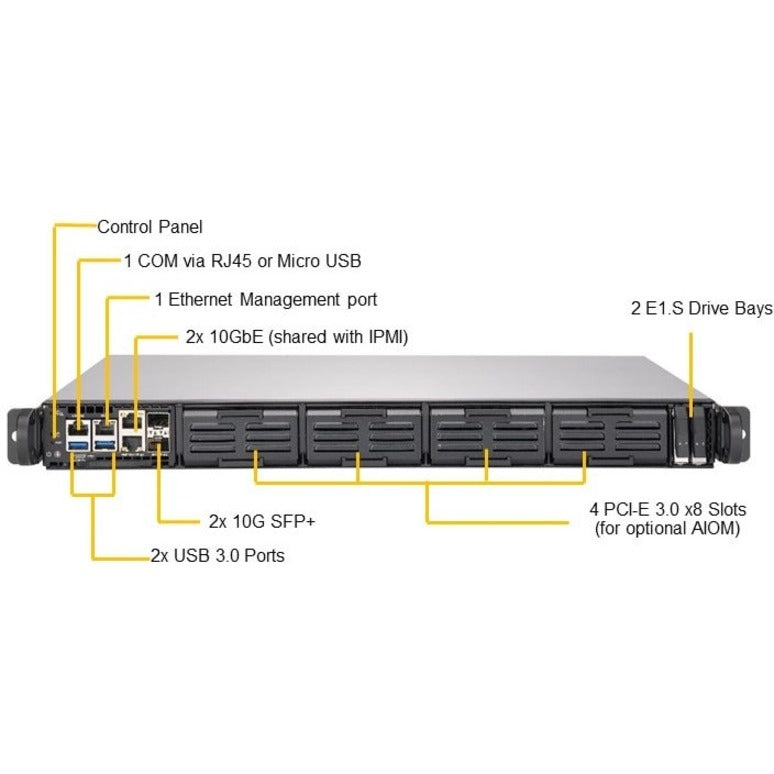 Serveur montable en rack 1U SuperMicro SuperServer 1019D-16C-FRN5TP - Intel Xeon D-2183IT 2,20 GHz - Contrôleur Serial ATA/600 SYS-1019D-16C-FRN5TP