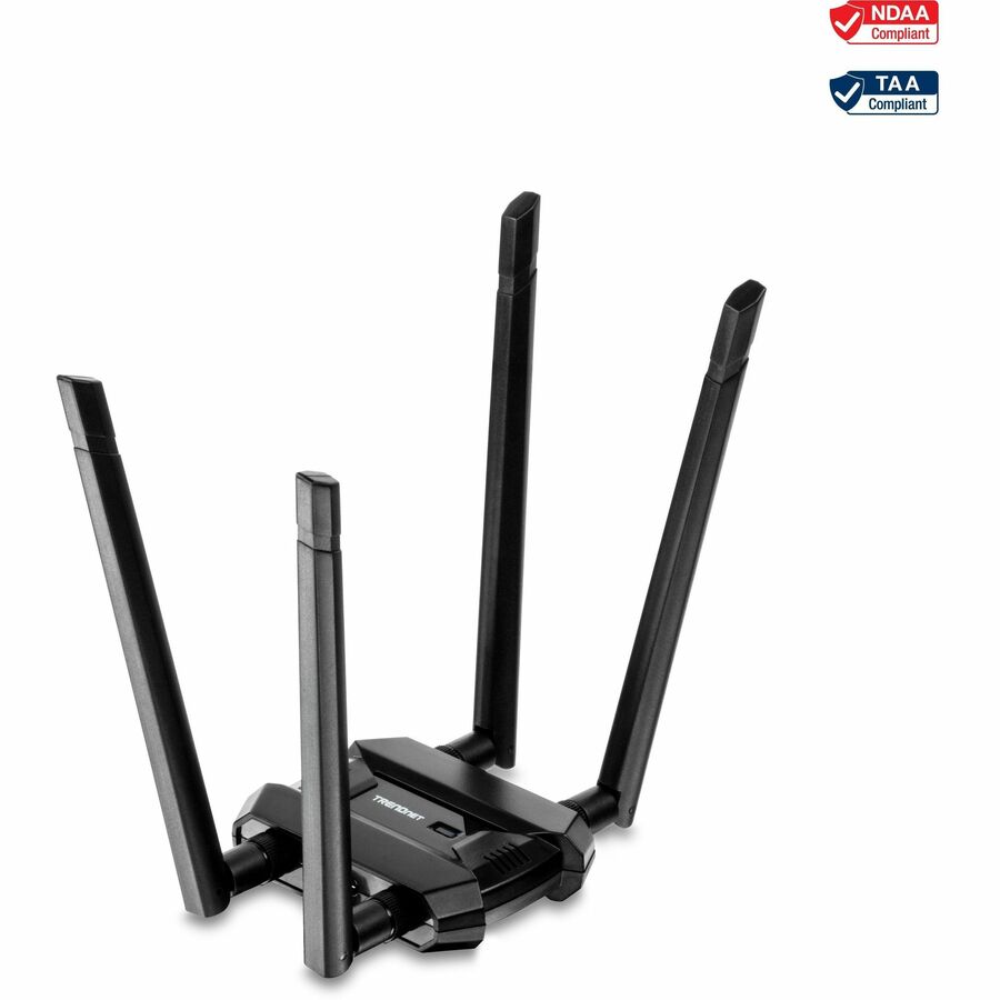 TRENDnet AC1900 High Power Dual Band Wireless USB Adapter, Increase-Extend WiFi Wireless Coverage, Stream 4K HD Video, Windows-Mac OS Compatible, USB 3.0 to USB Type A, Black, TEW-809UB TEW-809UB