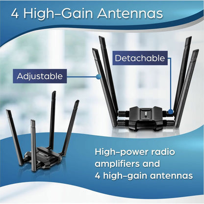 TRENDnet AC1900 High Power Dual Band Wireless USB Adapter, Increase-Extend WiFi Wireless Coverage, Stream 4K HD Video, Windows-Mac OS Compatible, USB 3.0 to USB Type A, Black, TEW-809UB TEW-809UB