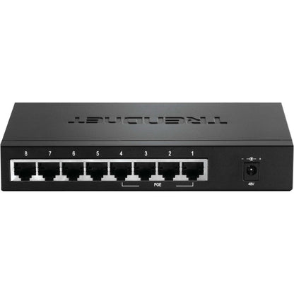 Commutateur PoE 10/100 Mbps à 8 ports TRENDnet, 4 ports 10/100, 4 ports PoE 10/100, budget d'alimentation PoE 30 W, capacité de commutation 1,6 Gbps, 802.3af, protection à vie, noir, TPE-S44 TPE-S44