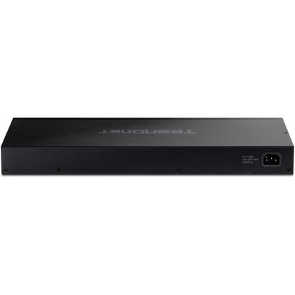 Commutateur Gigabit PoE+ TRENDnet à 26 ports, 24 ports PoE+ 30 W, 2 emplacements SFP Gigabit, budget PoE 380 W, capacité de commutation 52 Gbit/s, montage en rack 1U 19", protection à vie, noir, TPE-TG262 TPE-TG262