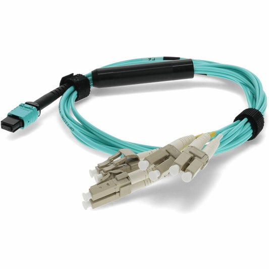 Câble de sortie LOMM Aqua MPO femelle/4LC mâle duplex OM3 50/125 OFNR (Riser-Rated) AddOn 10 m ADD-MPO-4LC10M5OM3