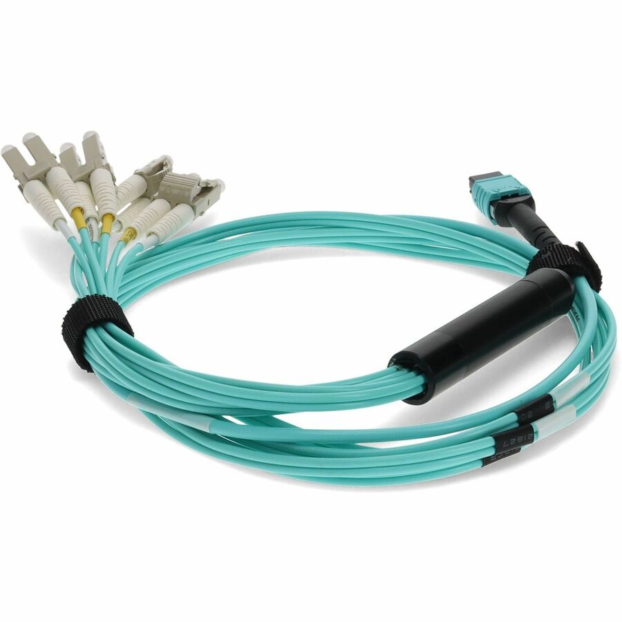 Câble de sortie LOMM Aqua MPO femelle/4LC mâle duplex OM3 50/125 OFNR (Riser-Rated) AddOn 10 m ADD-MPO-4LC10M5OM3