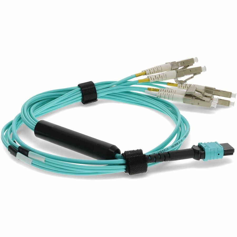 Câble de sortie LOMM Aqua MPO femelle/4LC mâle duplex OM3 50/125 OFNR (Riser-Rated) AddOn 10 m ADD-MPO-4LC10M5OM3