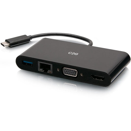 Adaptateur USB C vers HDMI, VGA, USB A et RJ45 C2G - 4K 30 Hz - Noir C2G29828