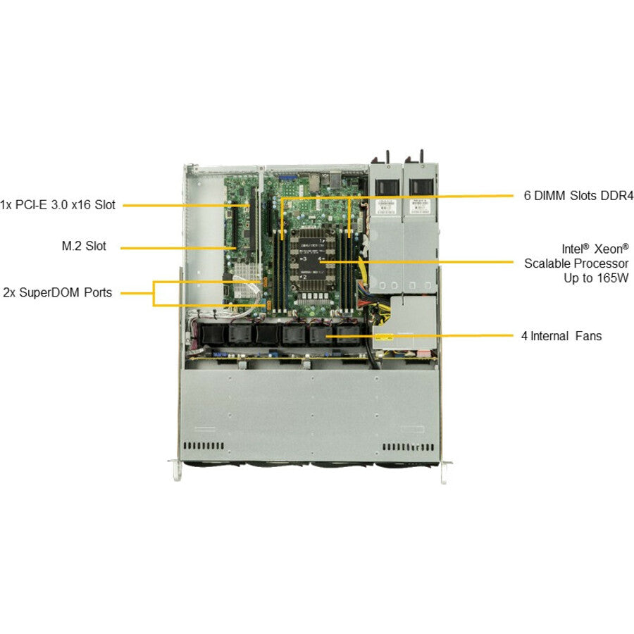 Système Barebone SuperMicro SuperServer 5019P-MR - Montable en rack 1U - Socket P LGA-3647 - 1 x prise en charge du processeur SYS-5019P-MR