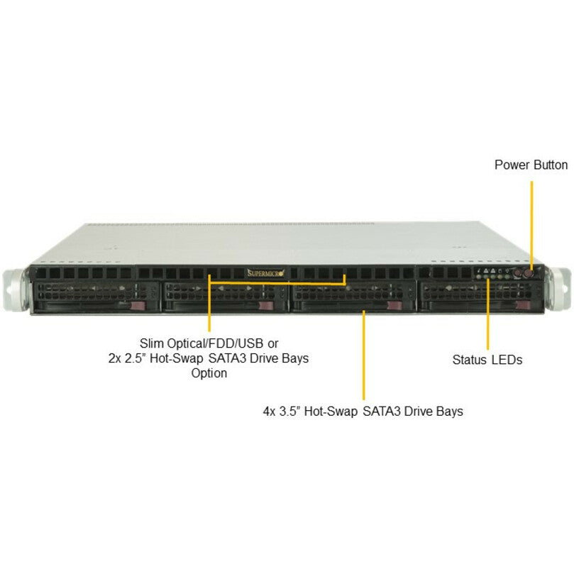 Système Barebone SuperMicro SuperServer 5019P-MR - Montable en rack 1U - Socket P LGA-3647 - 1 x prise en charge du processeur SYS-5019P-MR