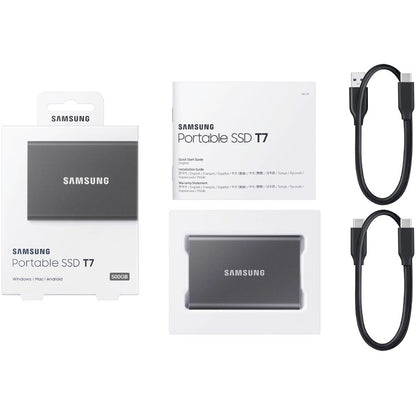 Disque SSD portable Samsung T7 MU-PC500T/AM 500 Go - Externe - PCI Express NVMe - Gris Titane MU-PC500T/AM